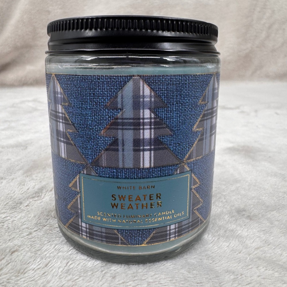 White Barn Sweater Weather Scented Luminary Candle 7oz Single Wick New